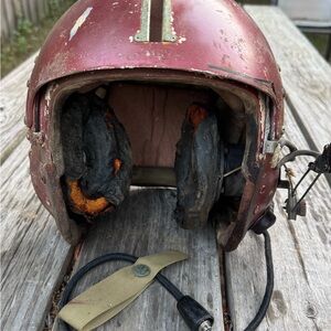 Retro Maroon Helmet with Headphones